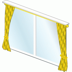 D製　カーテン付き窓
